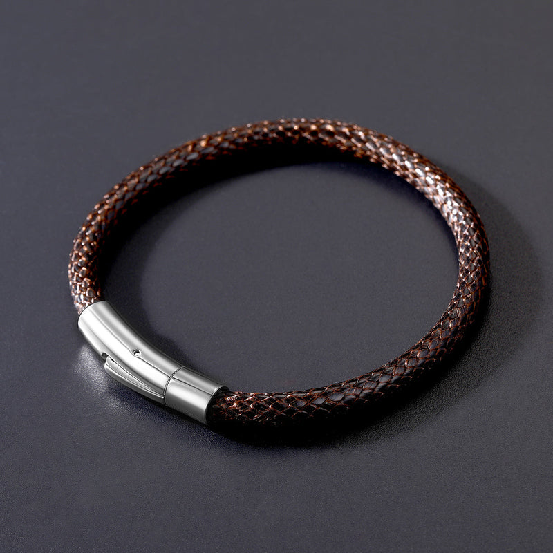 Clasp Braided Genuine Leather Bracelet for