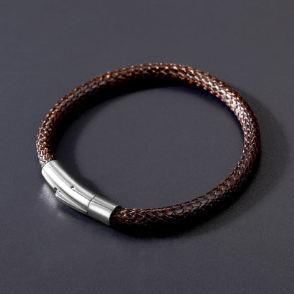 Clasp Braided Genuine Leather Bracelet Birthday Gift for