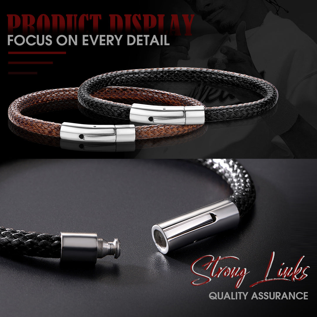 Clasp Braided Genuine Leather Bracelet for