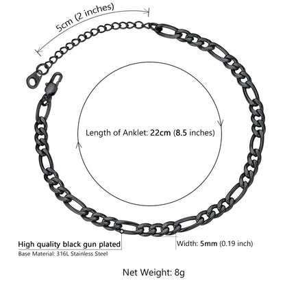 5mm Classic Figaro Link Anklet Bracelet for