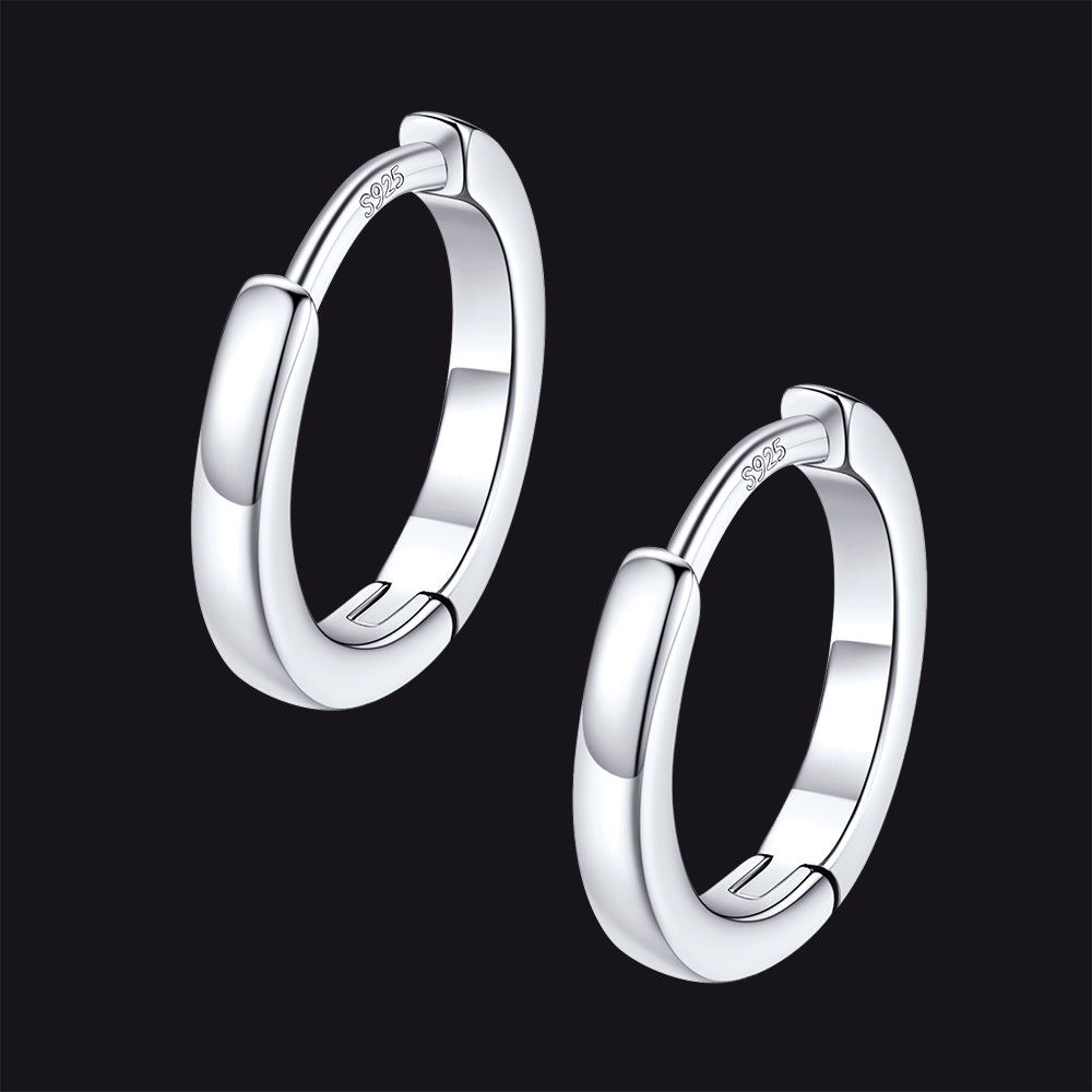 Classic Sterling Silver Huggie Hoop Earrings for