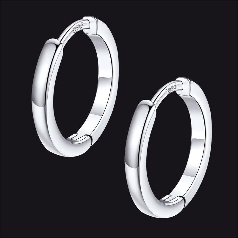 Classic Sterling Silver Huggie Hoop Earrings for