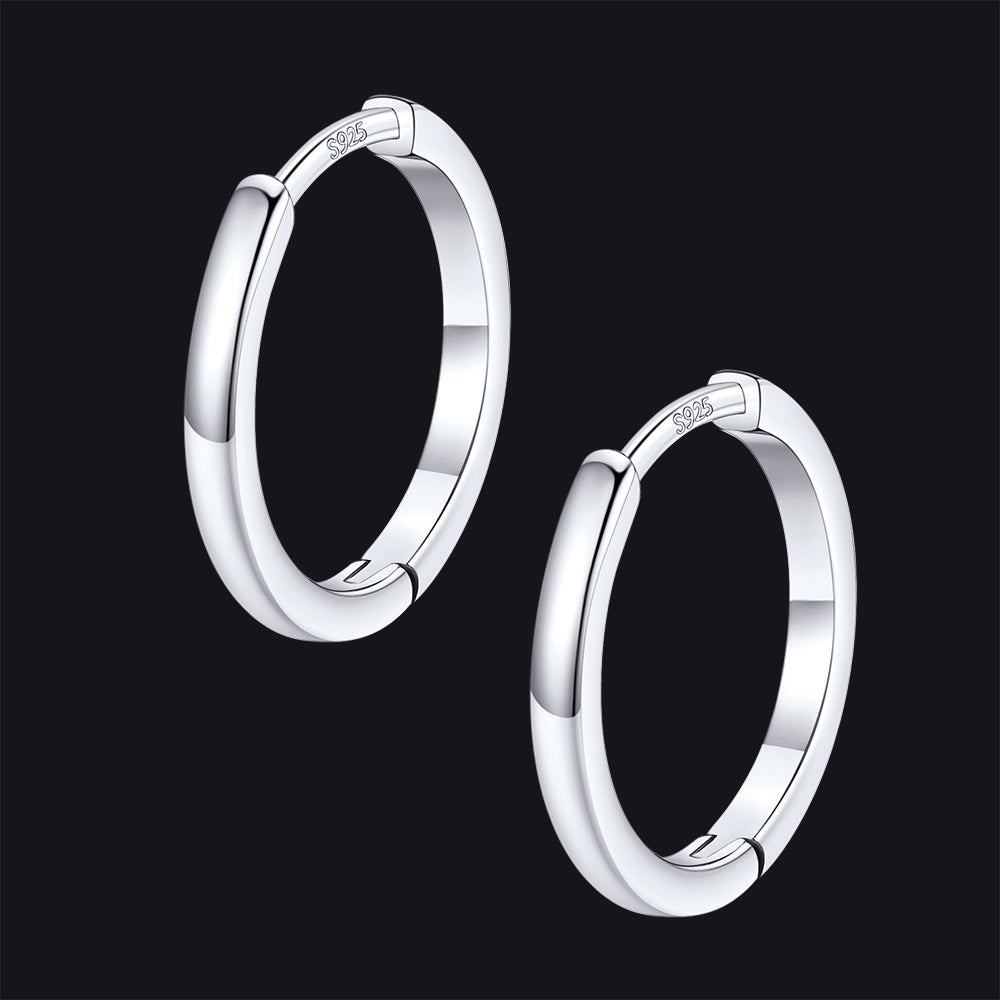 Classic Sterling Silver Huggie Hoop Earrings for