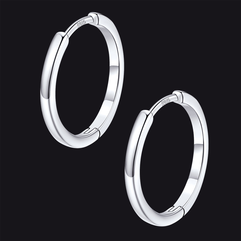 Classic Sterling Silver Huggie Hoop Earrings for