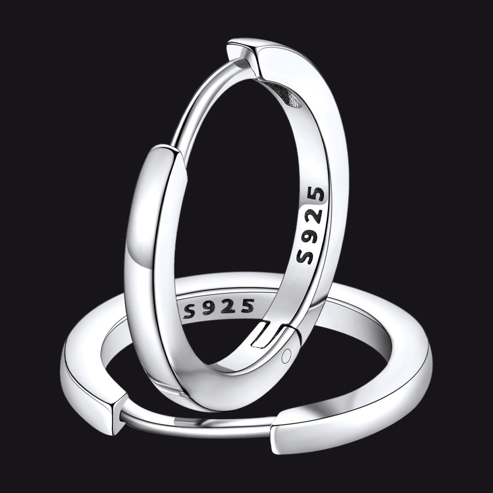 Classic Sterling Silver Huggie Hoop Earrings for