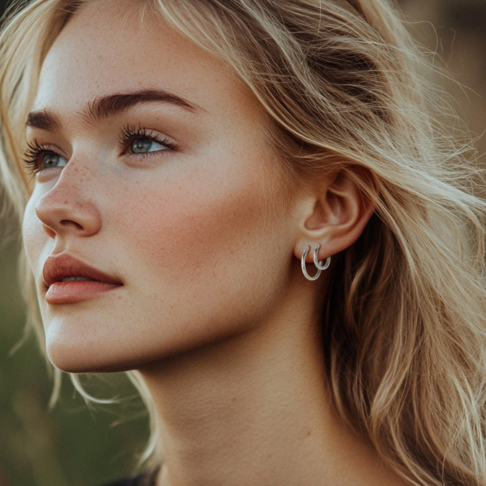 Classic Sterling Silver Huggie Hoop Earrings for