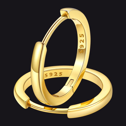 Classic Sterling Silver Huggie Hoop Earrings for