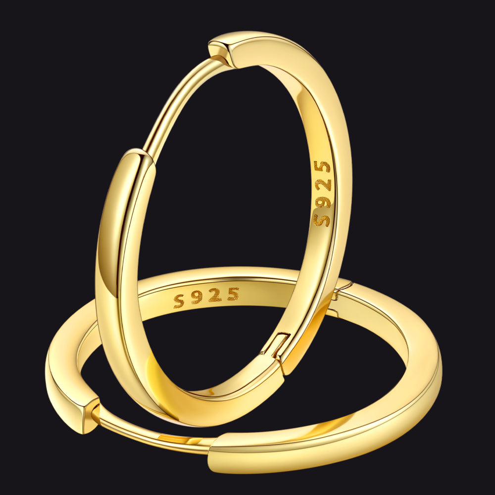 Classic Sterling Silver Huggie Hoop Earrings for