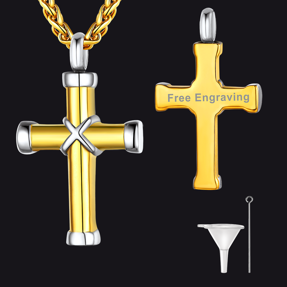 Customized Cross Cremation Urn Necklace Memorial Jewelry for