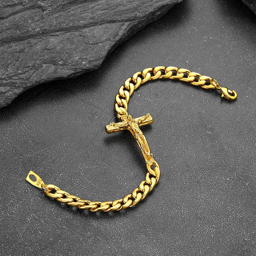 Christian Cross Cuban Chain Bracelet Gift for My Son Grandson