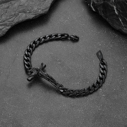Christian Cross Cuban Chain Bracelet Gift for My Son Grandson