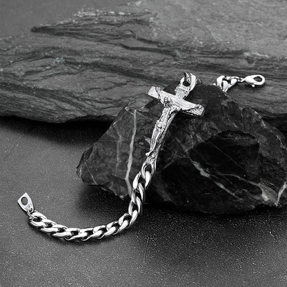 Christian Cross Cuban Chain Bracelet Gift for My Son Grandson