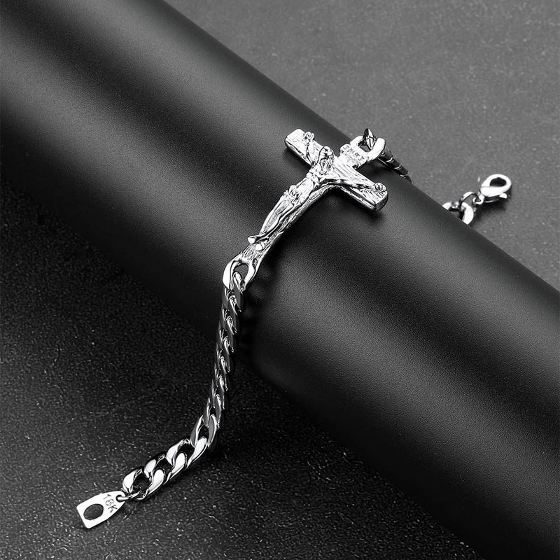 Christian Cross Cuban Chain Bracelet Gift for My Son Grandson