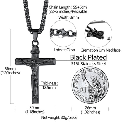 Christian Crucifix Cross Urn Necklace for Ashes Memorial Gift
