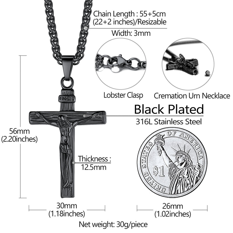Christian Crucifix Cross Urn Necklace for Ashes Memorial Gift