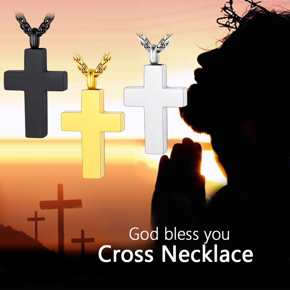 Customized Cross Cremation Urn Ashes Necklace Memorial Keepsakes Pendant