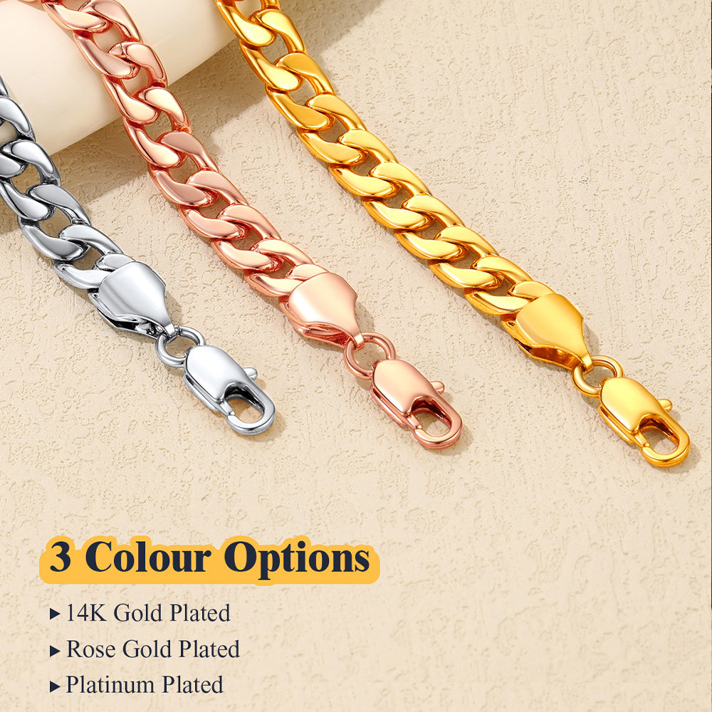 7mm Cuban Chain Anklet Bracelet for