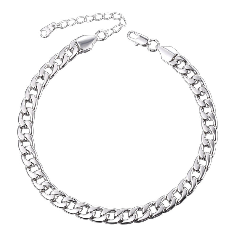 7mm Cuban Chain Anklet Bracelet for
