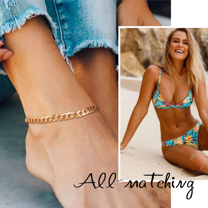 7mm Cuban Chain Anklet Bracelet for