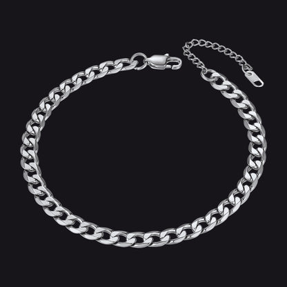 Stainless Steel Cuban Chain Link Anklet Bracelet for
