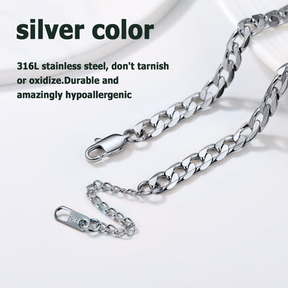 Stainless Steel Cuban Chain Link Anklet Bracelet for