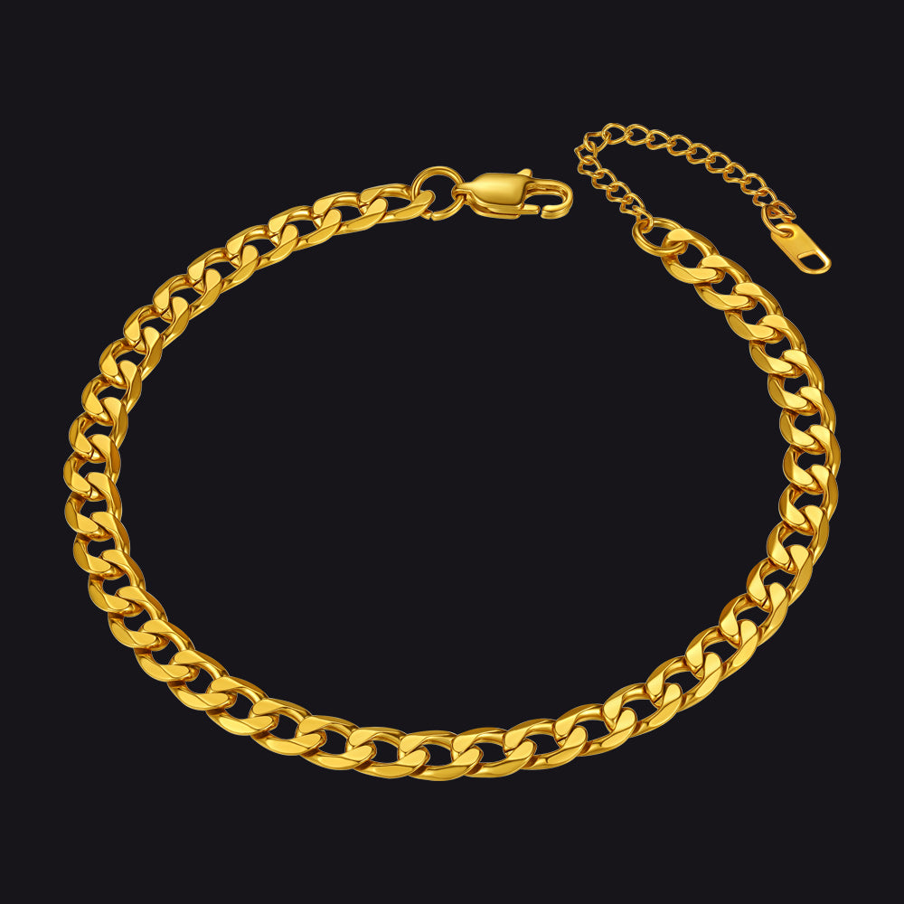 Stainless Steel Cuban Chain Link Anklet Bracelet for