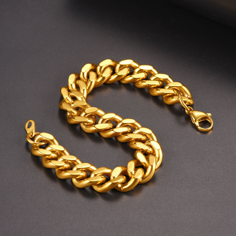 Thick Cuban Chain Link Bracelet for 5/7/9/12mm Width