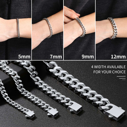 Miami Cuban Chain Bracelet 5/7/9/12mm Width Birthday Gift for