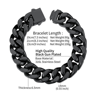 Miami Cuban Chain Bracelet 5/7/9/12mm Width Birthday Gift for