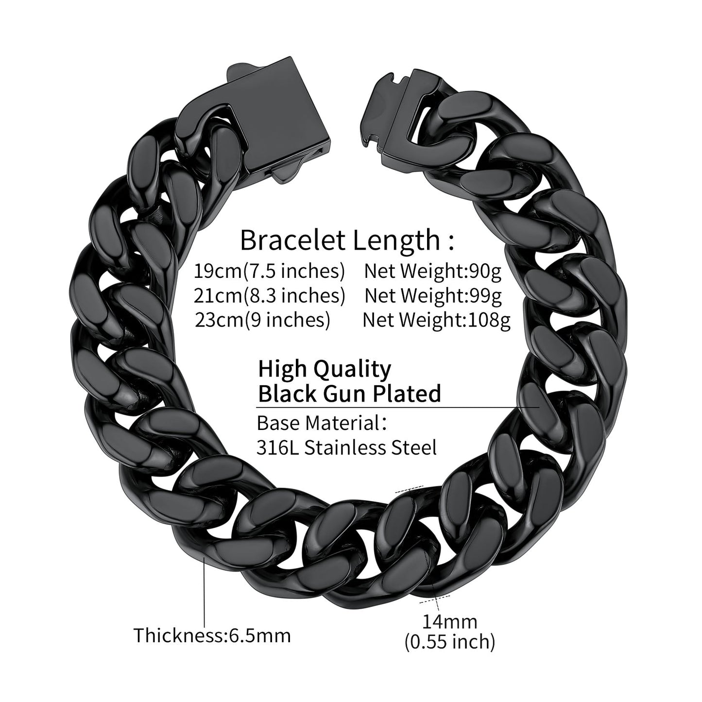 Miami Cuban Link Chain Bracelet 5/7/9/12mm Width for