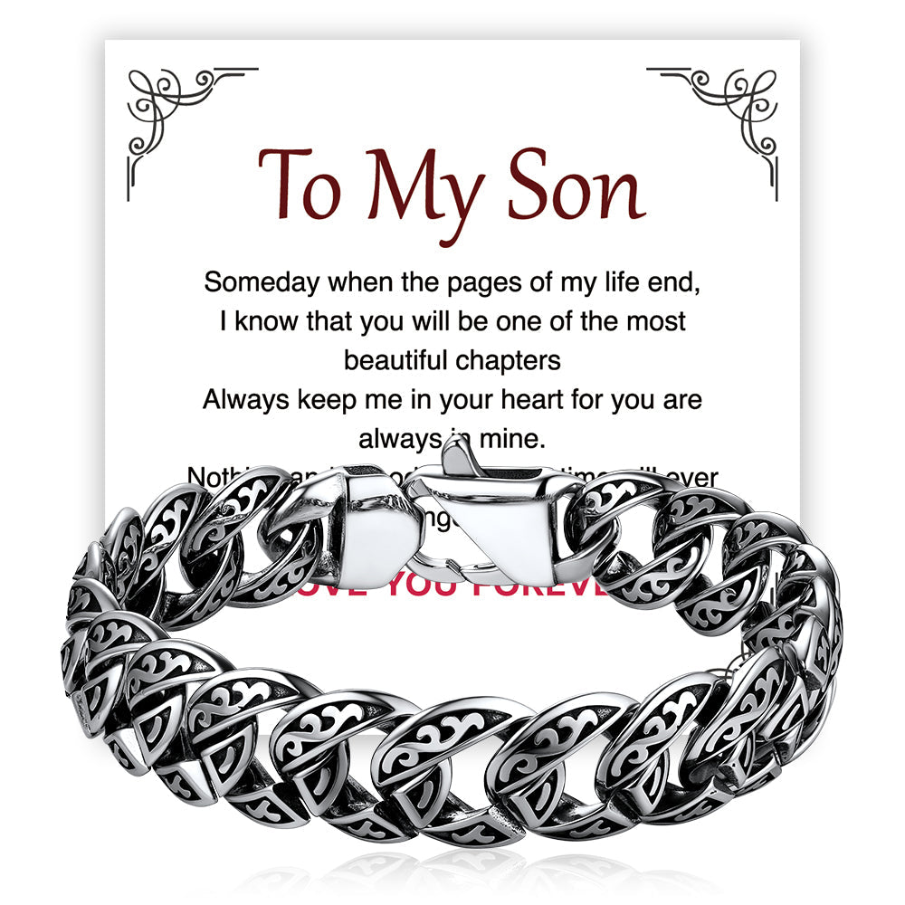 Stainless Steel Celtic Chunky Cuban Link Chain Bracelet for
