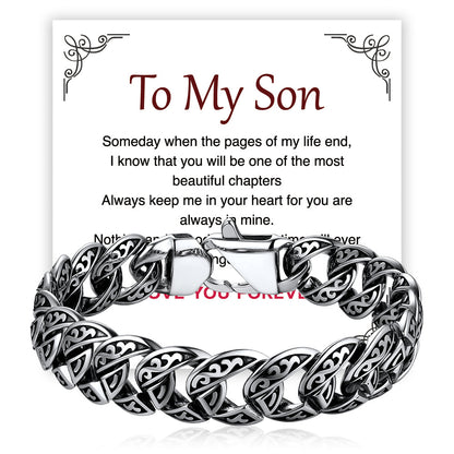 Stainless Steel Celtic Chunky Cuban Link Chain Bracelet for