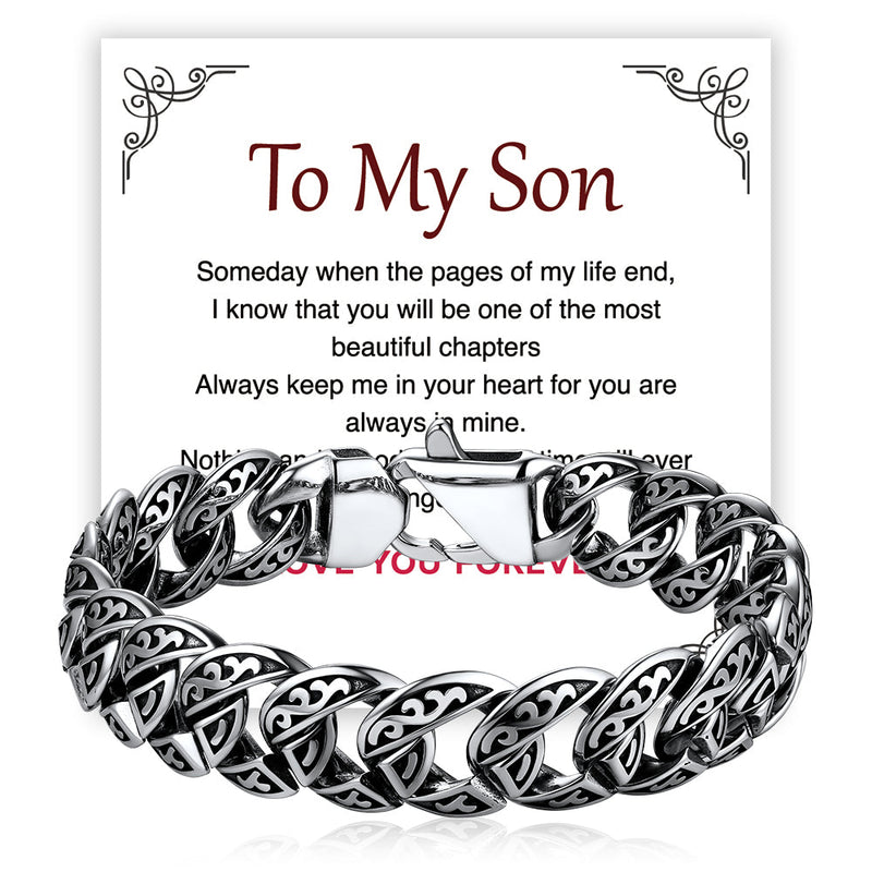 Stainless Steel Celtic Chunky Cuban Link Chain Bracelet for