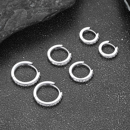 Sparkling Diamond Cartilage Huggie Hoop Earrings for in Sterling Silver
