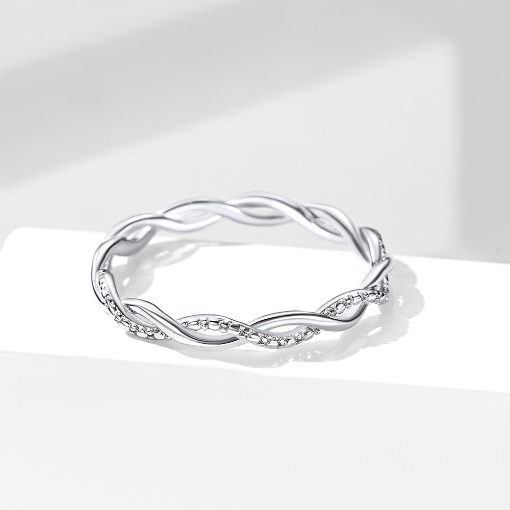 Sterling Silver Cubic Zirconia Twisted Band Ring for