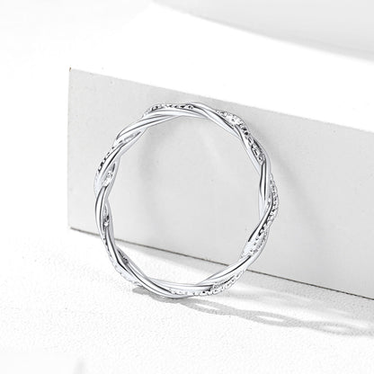 Sterling Silver Cubic Zirconia Twisted Band Ring for