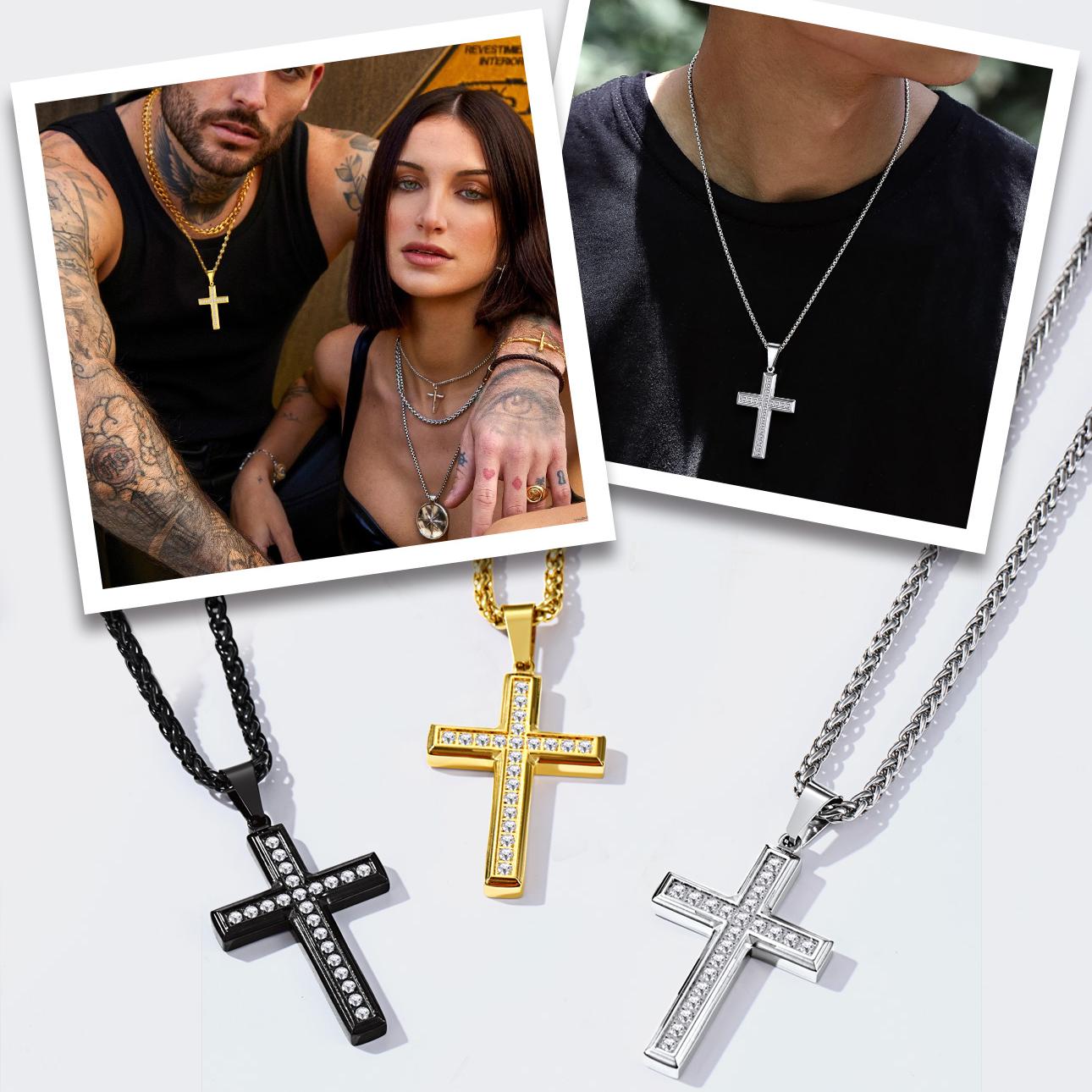 Diamond Cross Pendant Necklace for