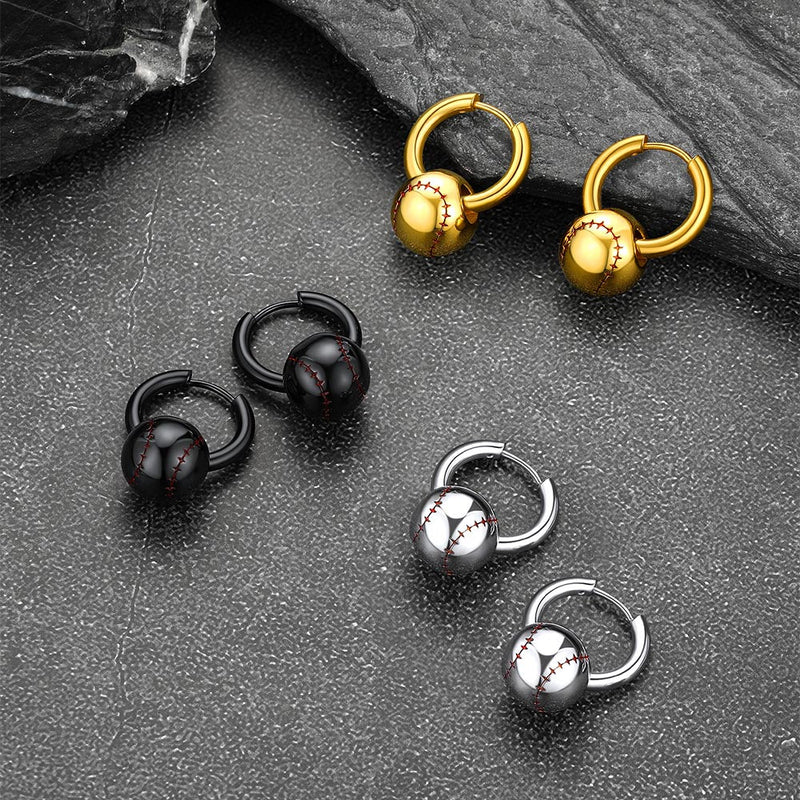 Baseball Drop Hoop Earrings for
