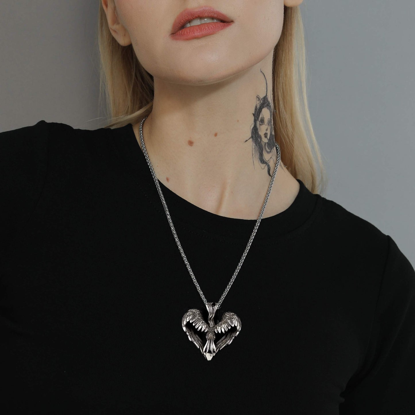Phoenix Heart Pendant Necklace for