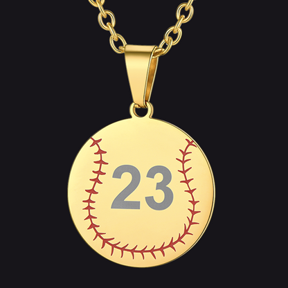 Custom Number Baseball Disc Necklace Sport Chain for