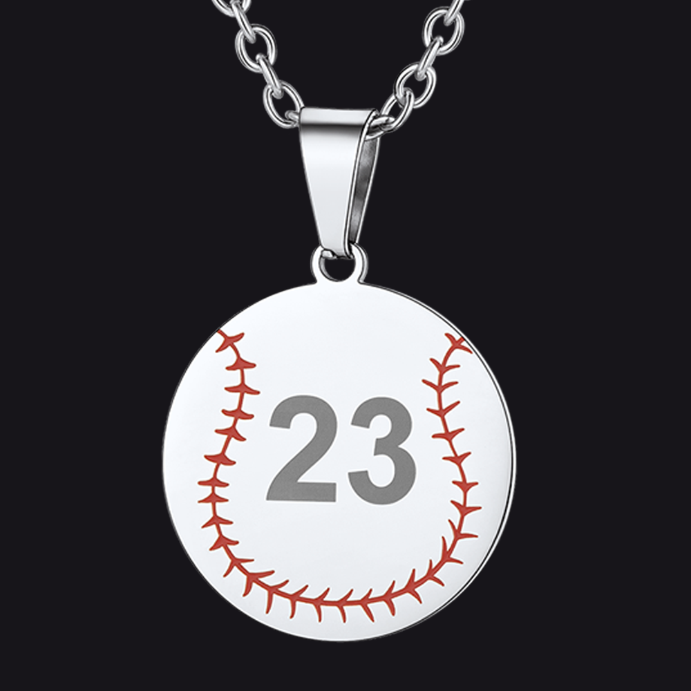 Custom Number Baseball Disc Necklace Sport Chain for