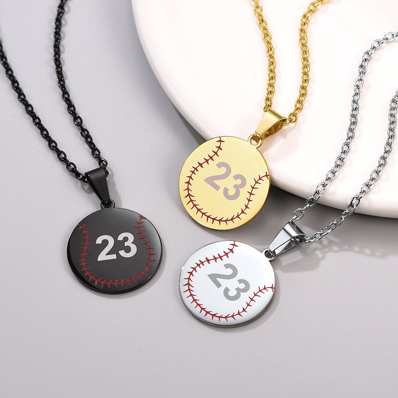 Custom Number Baseball Disc Necklace Sport Chain for