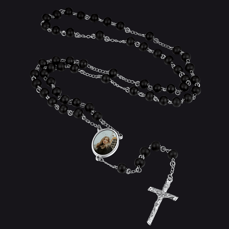 Custom Catholic Rosary Beads Necklace With Picture for
