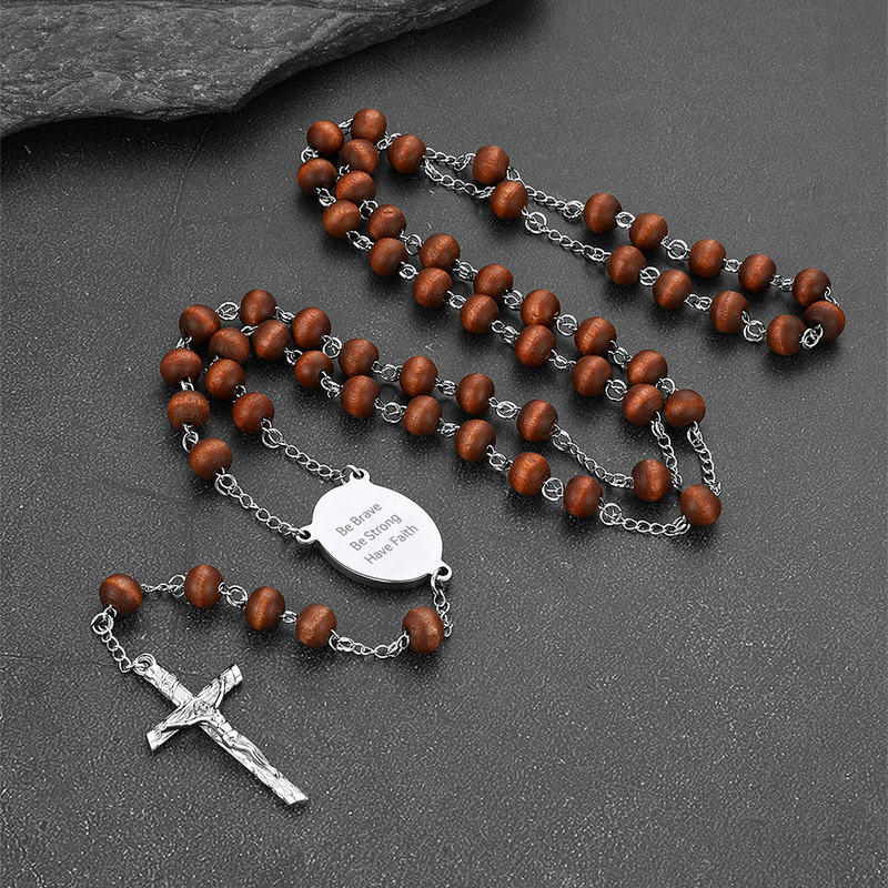 Custom Catholic Rosary Beads Necklace With Picture for