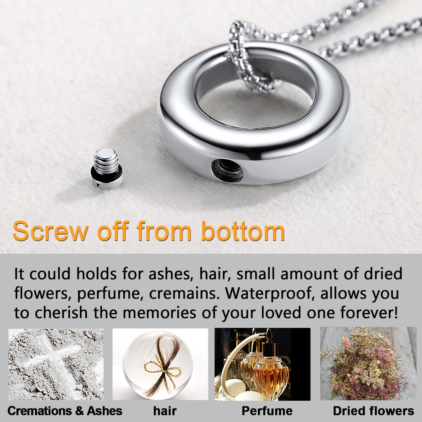 Custom Circle of Life Urn Ashes Necklace Cremation Jewelry