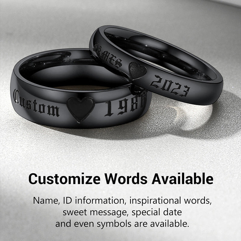 Custom Engraved Matching Promise Rings Set Gift for Couple