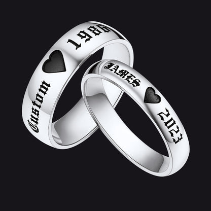 Custom Engraved Matching Promise Rings Set Gift for Couple