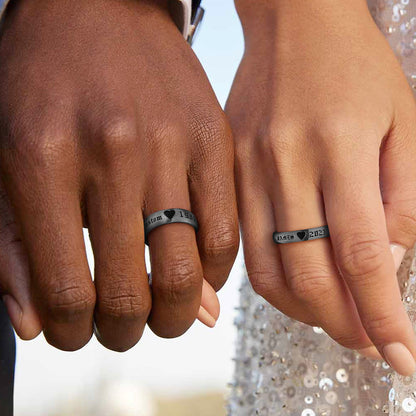 Custom Engraved Matching Promise Rings Set Gift for Couple