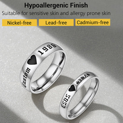 Custom Engraved Matching Promise Rings Set Gift for Couple