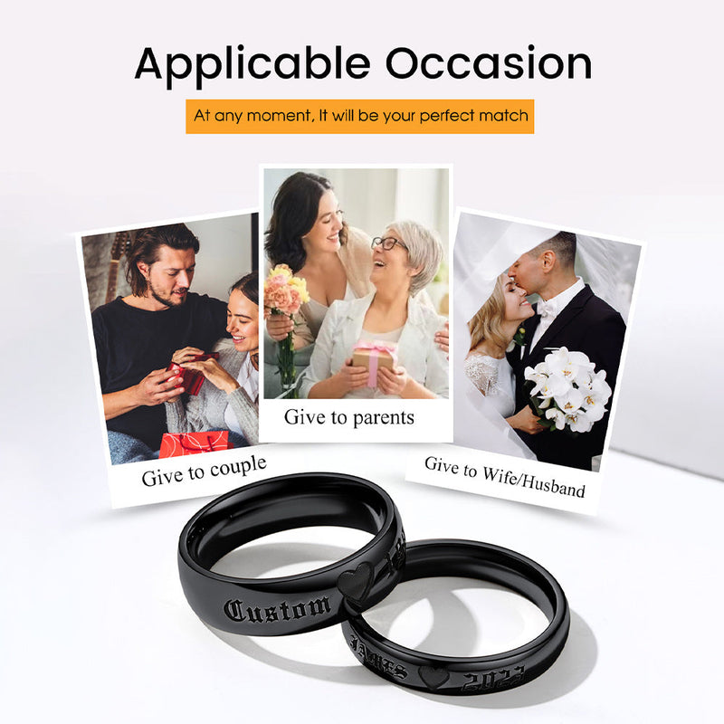 Custom Engraved Matching Promise Rings Set Gift for Couple